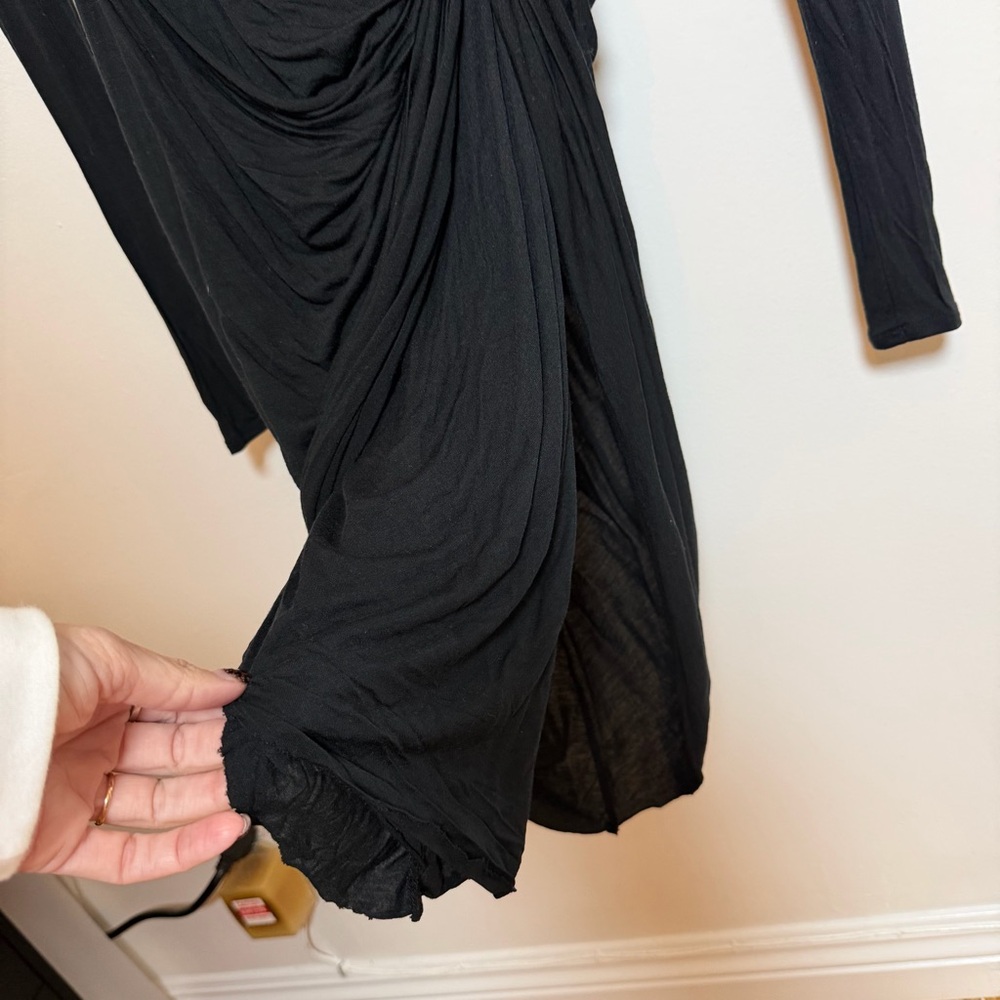 Helmut Lang Black Asymmetrical Ruched Long Sleeve Dress Size M - Picture 5 of 5